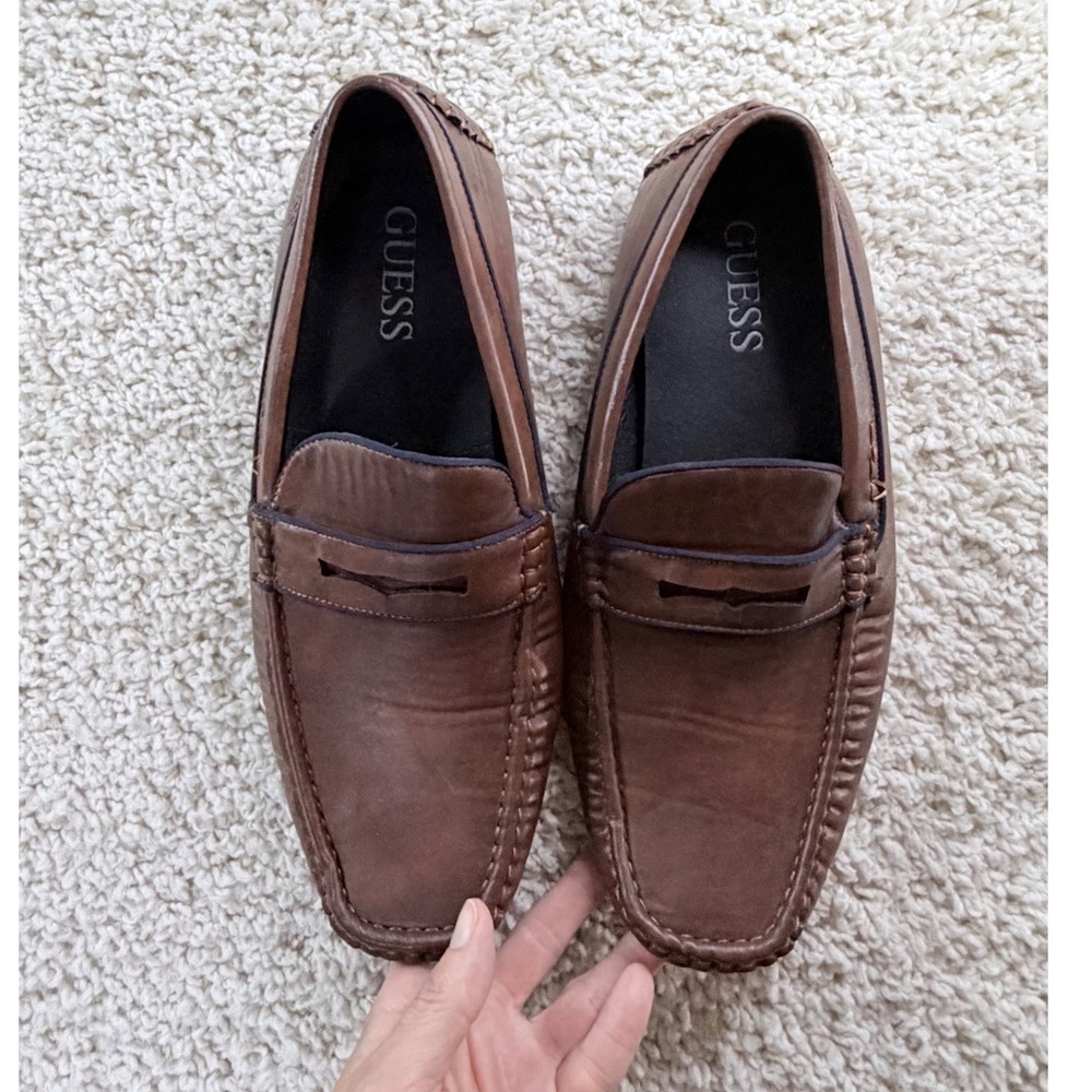 Guess Driving Moccasins Mens 11M Brown GMANAPOLIS-C Penny Loafer Slip On Shoes